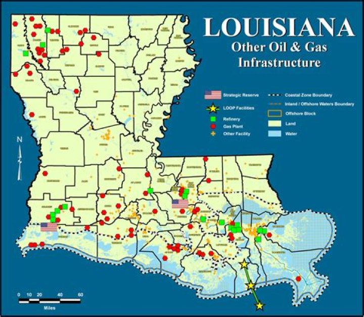 Are there any refineries in Louisiana?