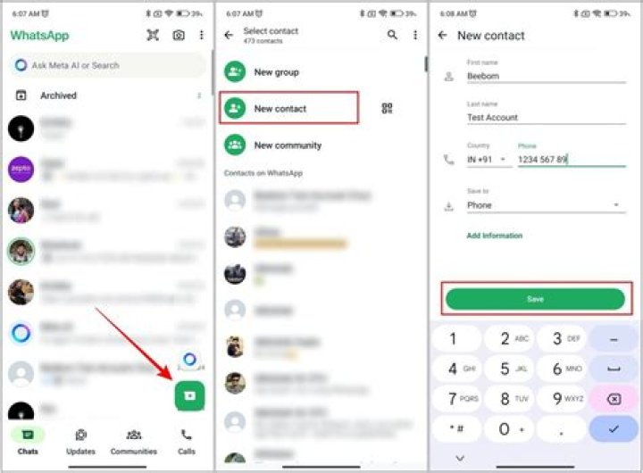 How do I refresh my WhatsApp contact list?