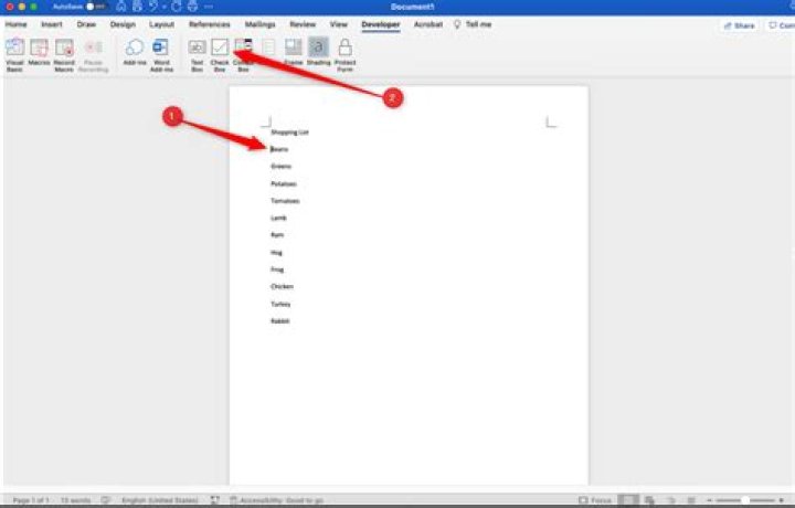 How do you tick a box in Word 2011 Mac?